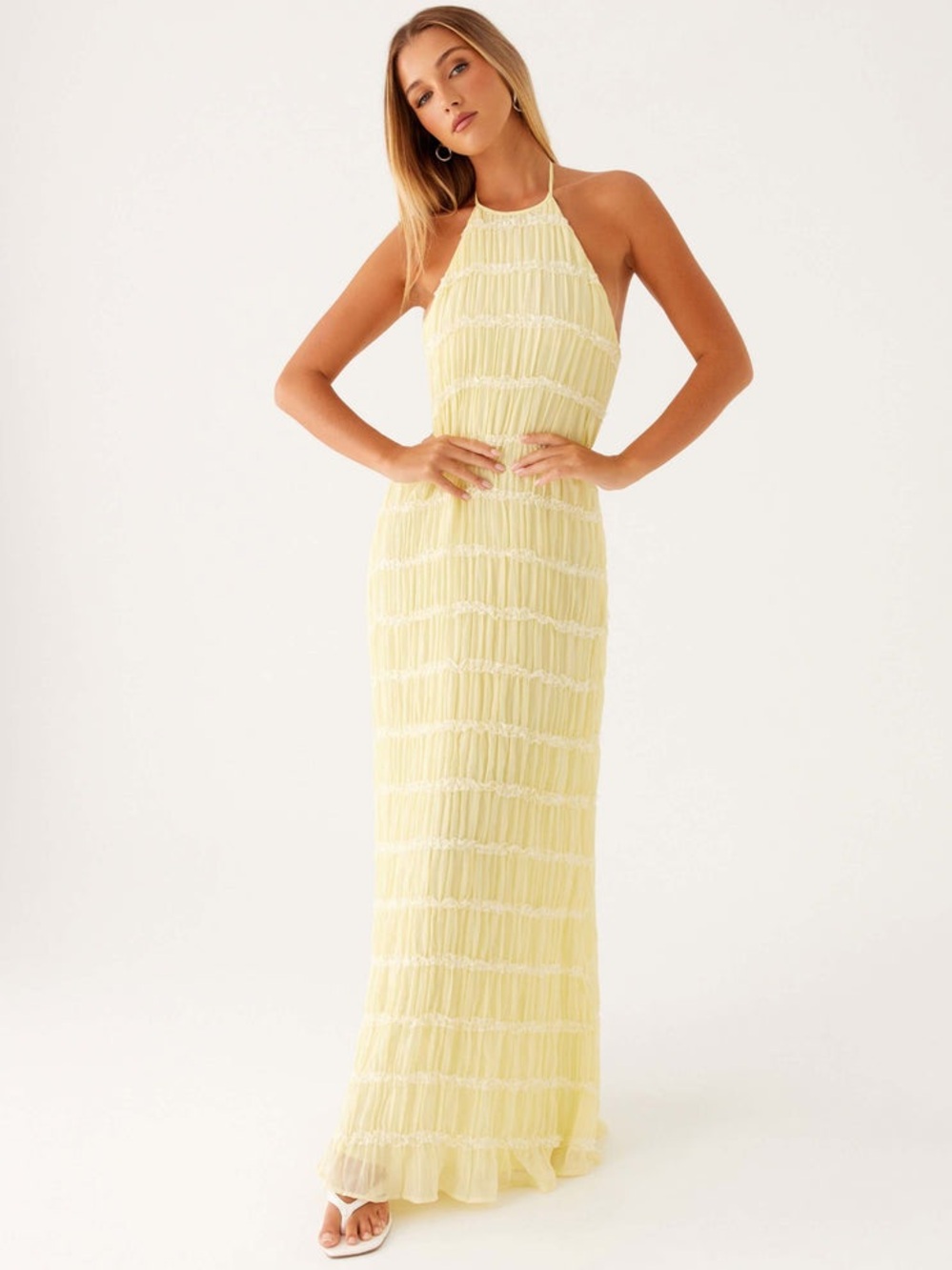 Peppermayo Aullie Yellow Halter Maxi Dress NWOT